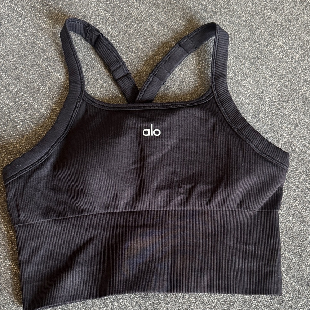 ALO Yoga Black Tank Top - Seamless Ribbed